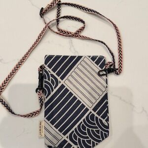 Navy and White Patterned Hobo Bag
